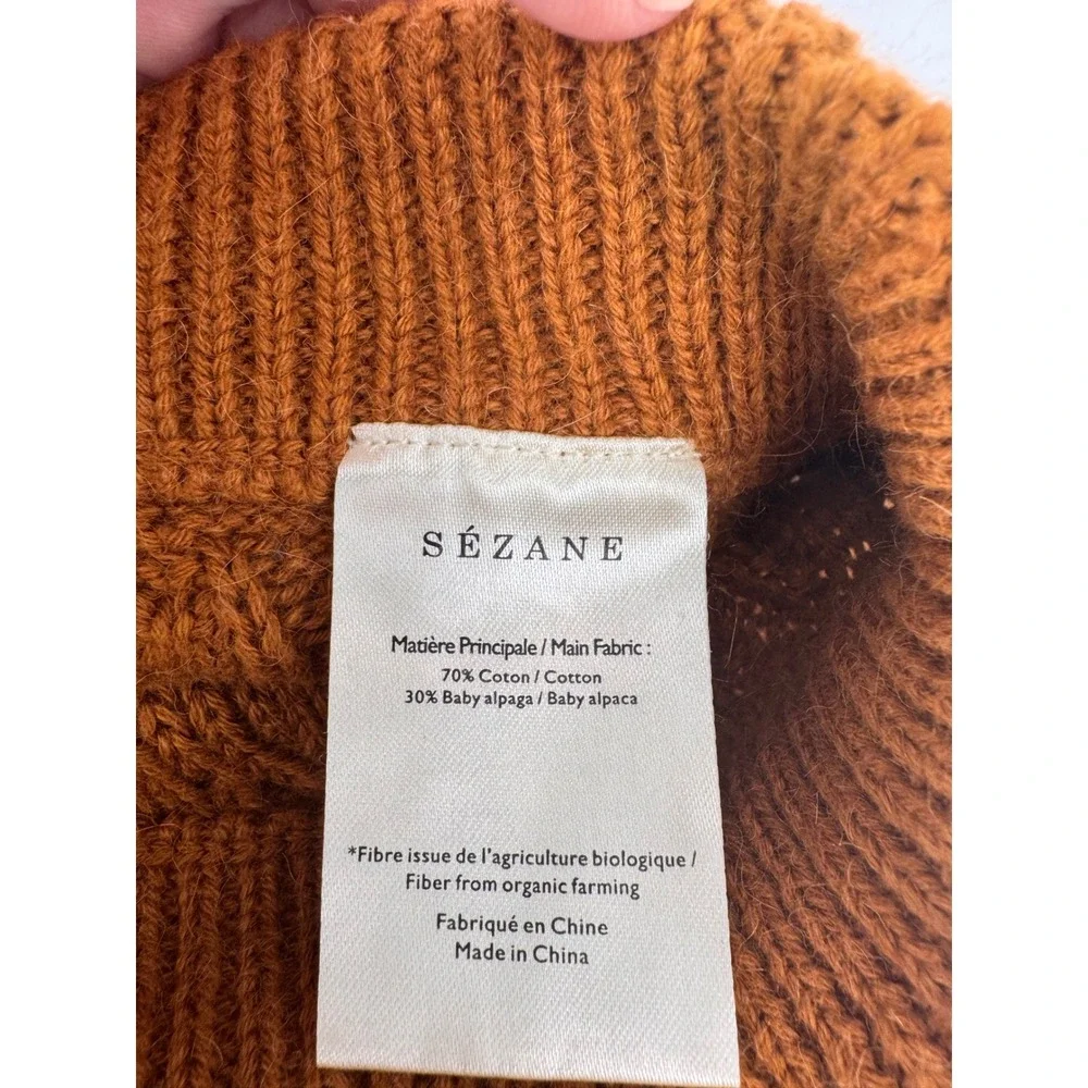 Sezane Knit Shorts Women S Rust Orange Pointelle Baby Alpaca Blend Scalloped Hem